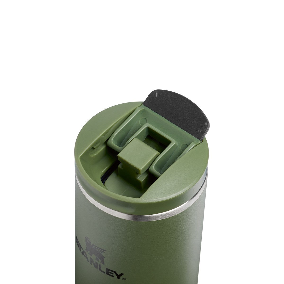 Zielony kubek termiczny Stanley Aerolight Flip Top Dried Pine 350 ml - stal nierdzewna, szczelny i bezpieczny, niezwykle lekki, obsługa jedną ręką, do ciepłych i zimnych napojów 