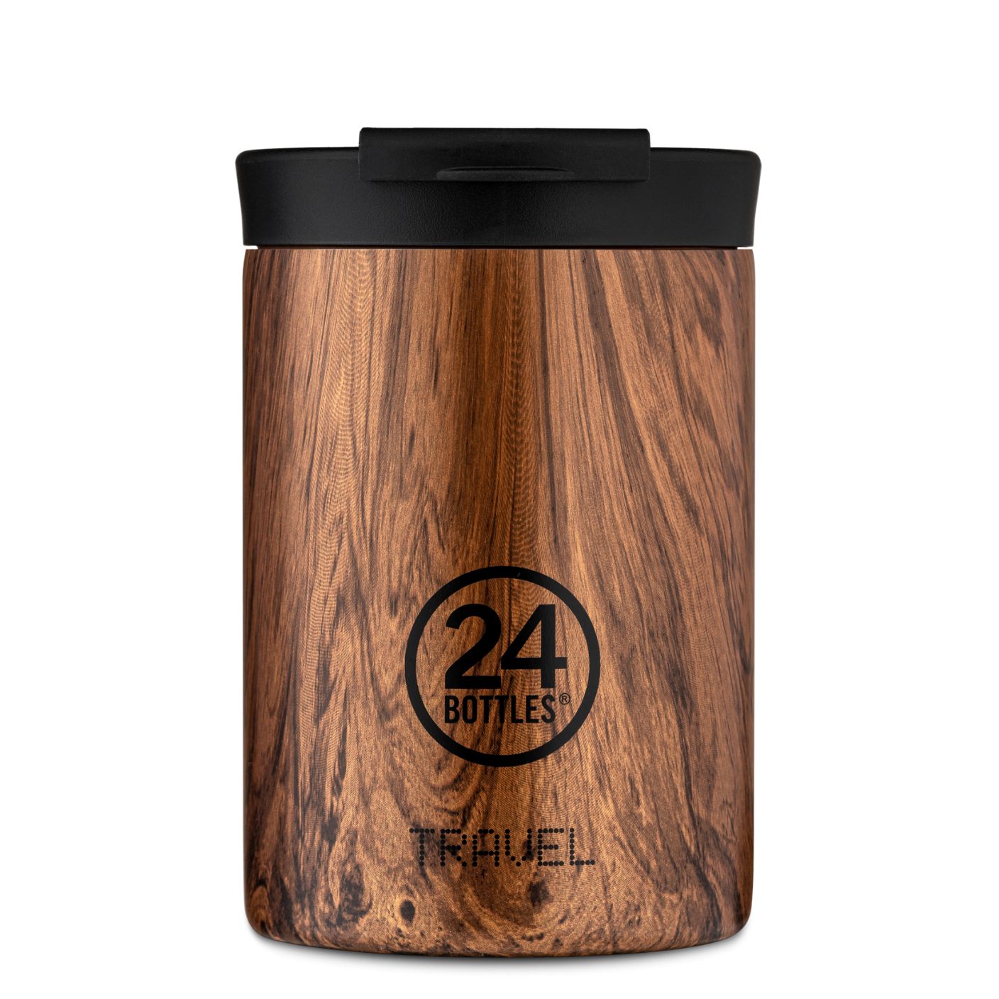 Kubek termiczny 24Bottles Sequoia Wood– 350 ml, stal nierdzewna, szczelny, trzyma ciepło 6 h i zimno 24 h.