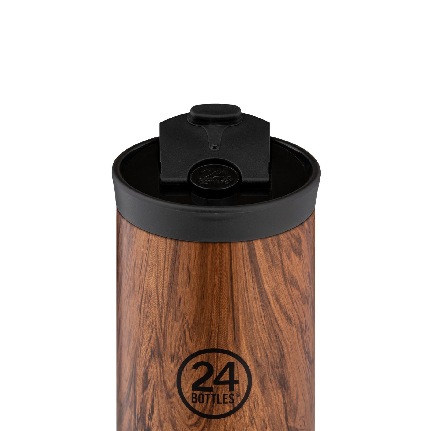 Kubek termiczny 24Bottles Sequoia Wood– 350 ml, stal nierdzewna, szczelny, trzyma ciepło 6 h i zimno 24 h.