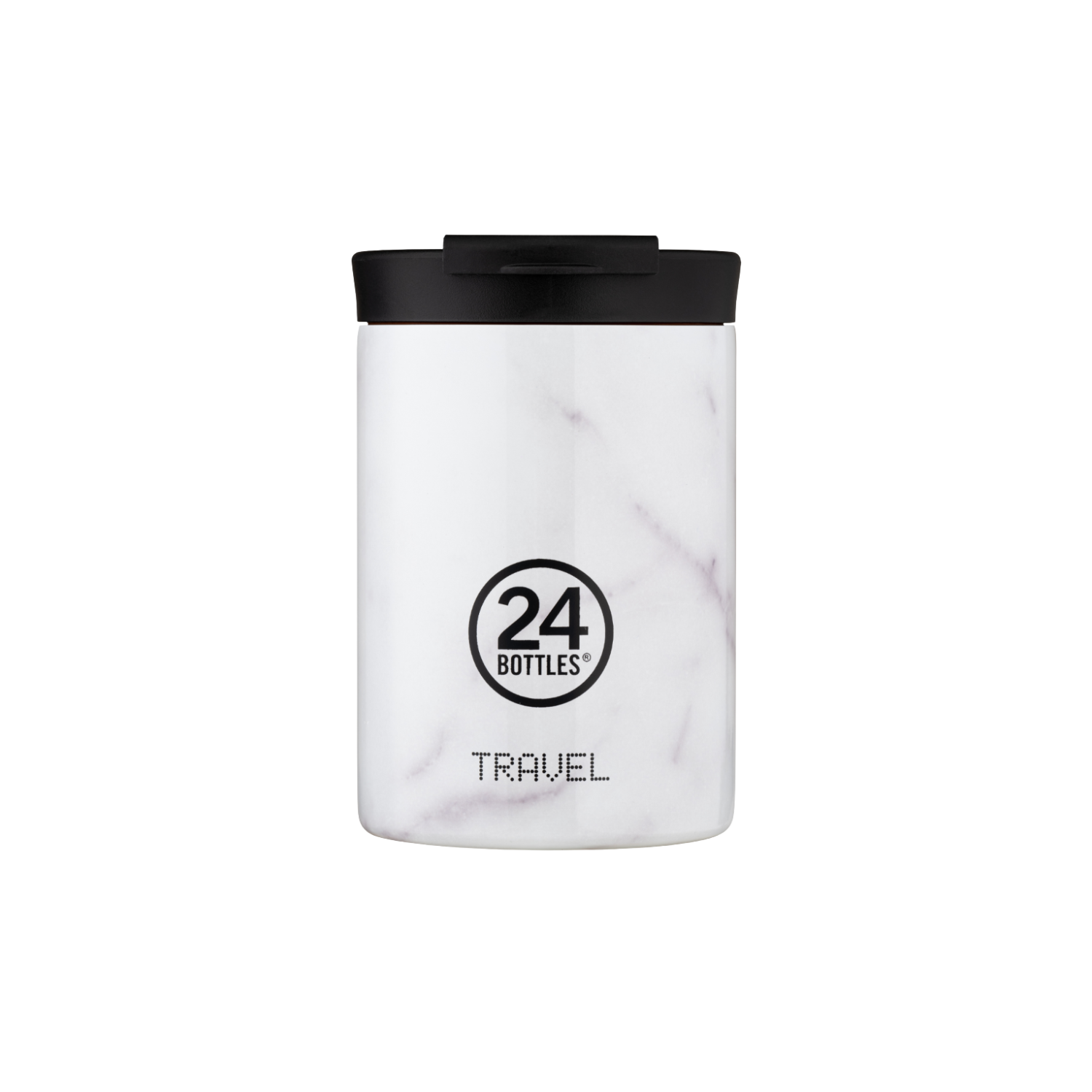 Kubek termiczny 24Bottles Carrara – 350 ml, stal nierdzewna, szczelny, trzyma ciepło 6 h i zimno 24 h, kolor: biały