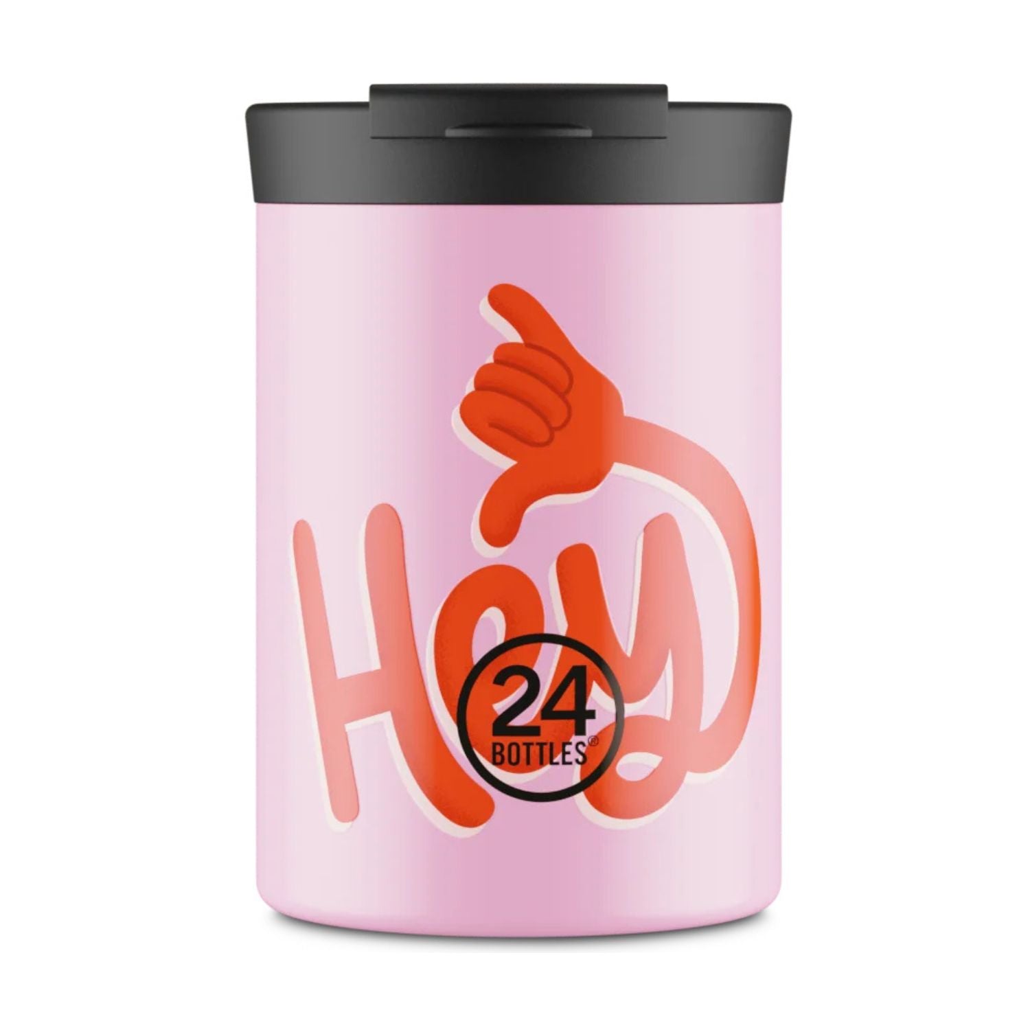 Kubek termiczny 24Bottles Hey! Pink– 350 ml, stal nierdzewna, szczelny, trzyma ciepło 6 h i zimno 24 h, kolor: różowy