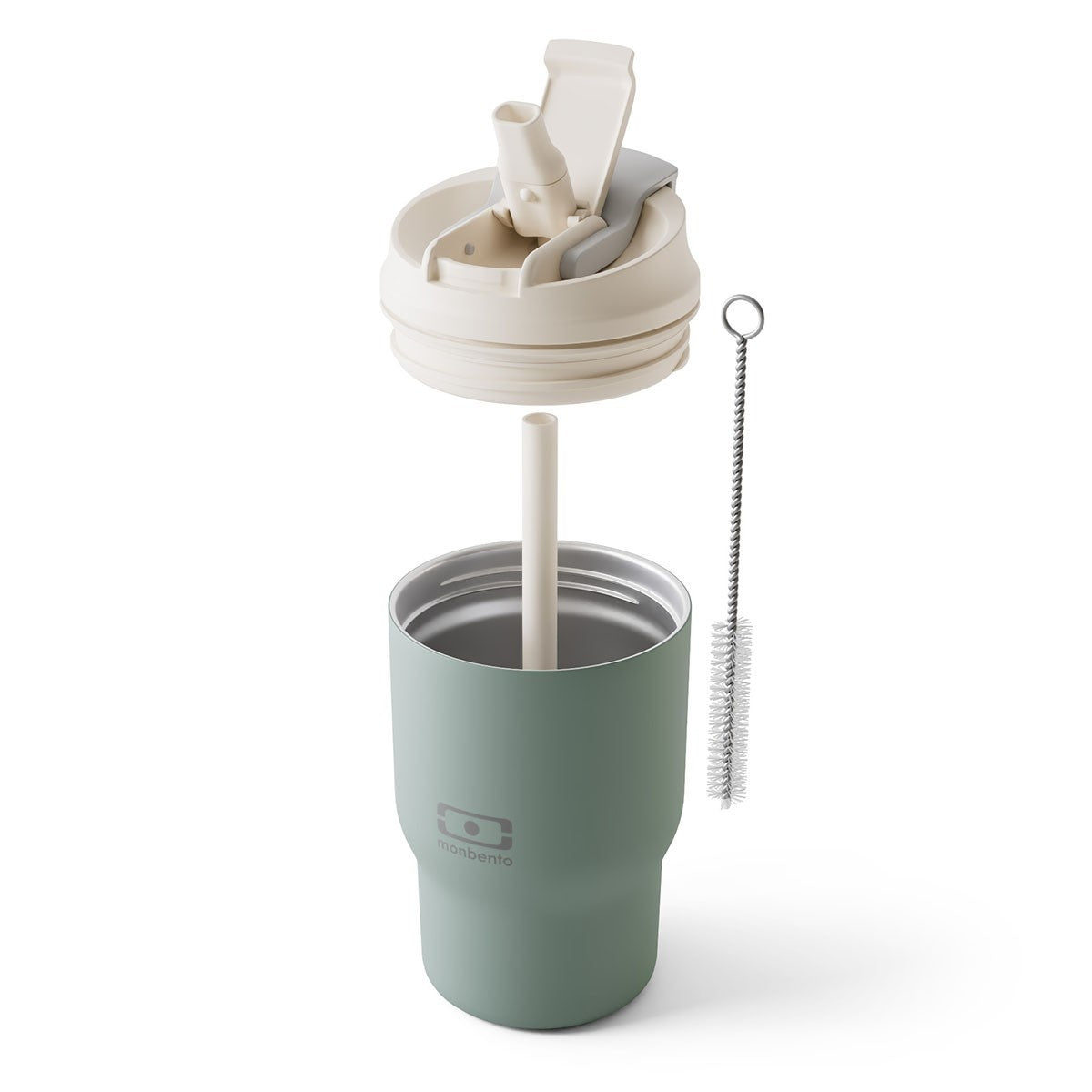 Minimalistyczny zielony kubek termiczny ze stali premium Monbento Travel Mug