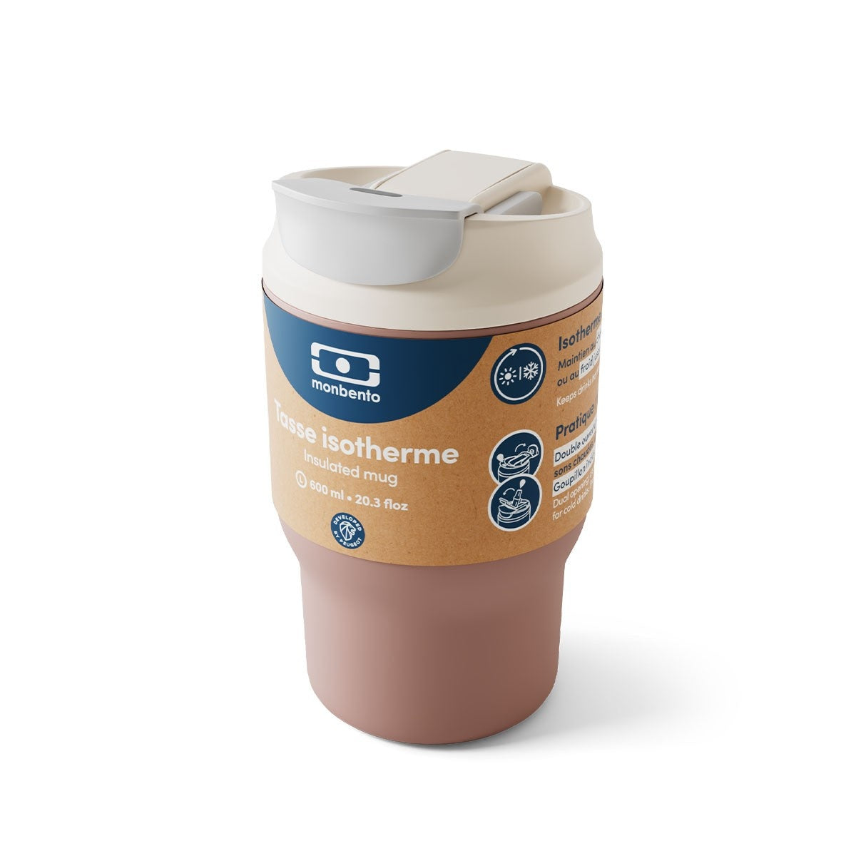 Monbento Travel Mug Pink Moka z estetycznym matowym wykończeniem