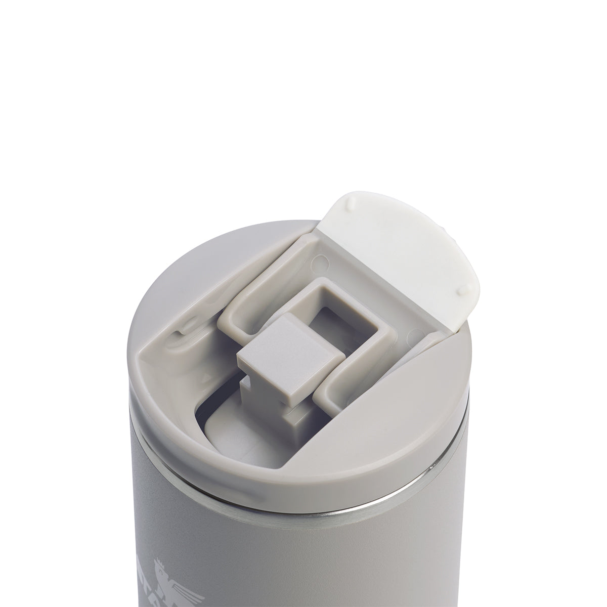 Szary kubek termiczny Stanley Aerolight Flip Top Ash 470 ml - stal nierdzewna, szczelny i bezpieczny, niezwykle lekki, obsługa jedną ręką, do ciepłych i zimnych napojów 