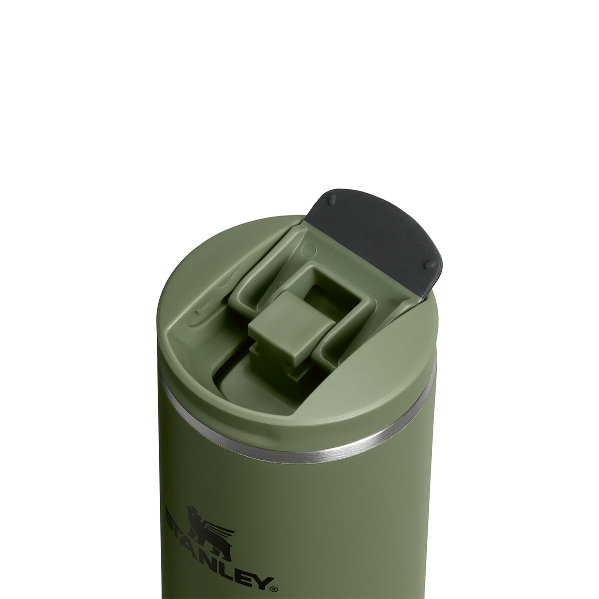 Ciemnozielony kubek termiczny Stanley AeroLight 470 ml do samochodu