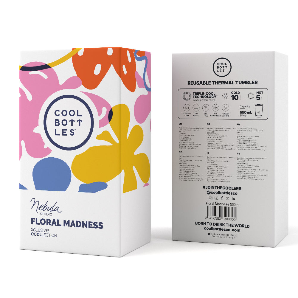 Kubek termiczny Cool Bottles Xclusive Floral Madness – potrójna izolacja, miękkie wykończenie, zero wycieków.