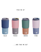 Kubek termiczny Asobu Pick Me Up Pastel - 650 ml, pokrywka z ustnikiem, silikonowa podstawa, stal nierdzewna, 100% szczelności