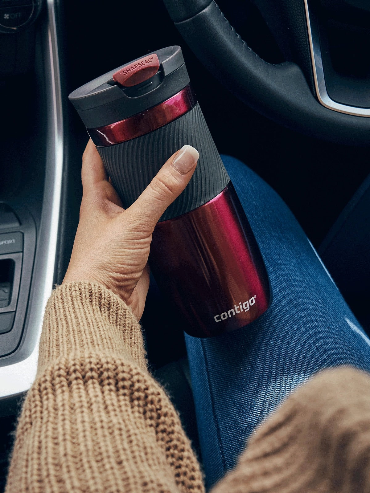 Kubek Contigo Byron Vivacious– stalowy, szczelny, 470 ml, SnapSeal®, idealny na kawę do auta i w drogę, kolor: różowy