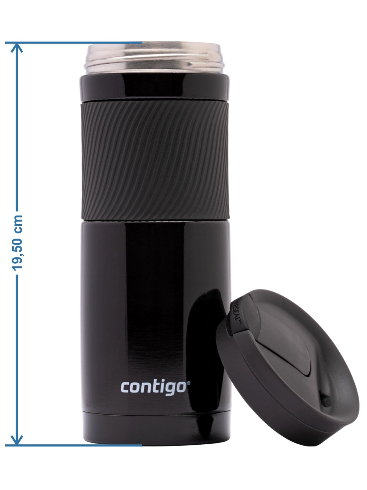 Kubek Contigo Byron – stalowy, szczelny, 590 ml, SnapSeal®, idealny na kawę do auta i w drogę, kolor: czarny