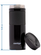 Kubek Contigo Byron – stalowy, szczelny, 590 ml, SnapSeal®, idealny na kawę do auta i w drogę, kolor: czarny