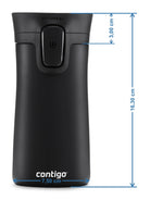 Kubek Contigo Black 300 ml – mały, lekki i szczelny termos z izolacją na 3 h ciepła i 10 h chłodu.