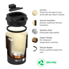 Asobu The Mini Pick Up czarny 355 ml – kompaktowy kubek termiczny z izolacją próżniową, ceramiczną powłoką i szczelną nakrętką.
