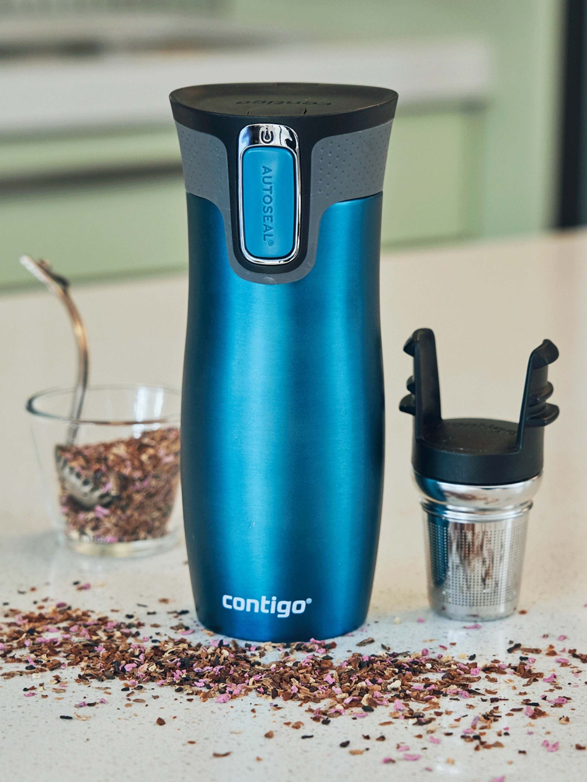 Kubek termiczny Contigo West Loop 470 ml – 100% szczelny, utrzymuje ciepło do 5 h i zimno do 12 h, idealny w podróży, kolor: morski
