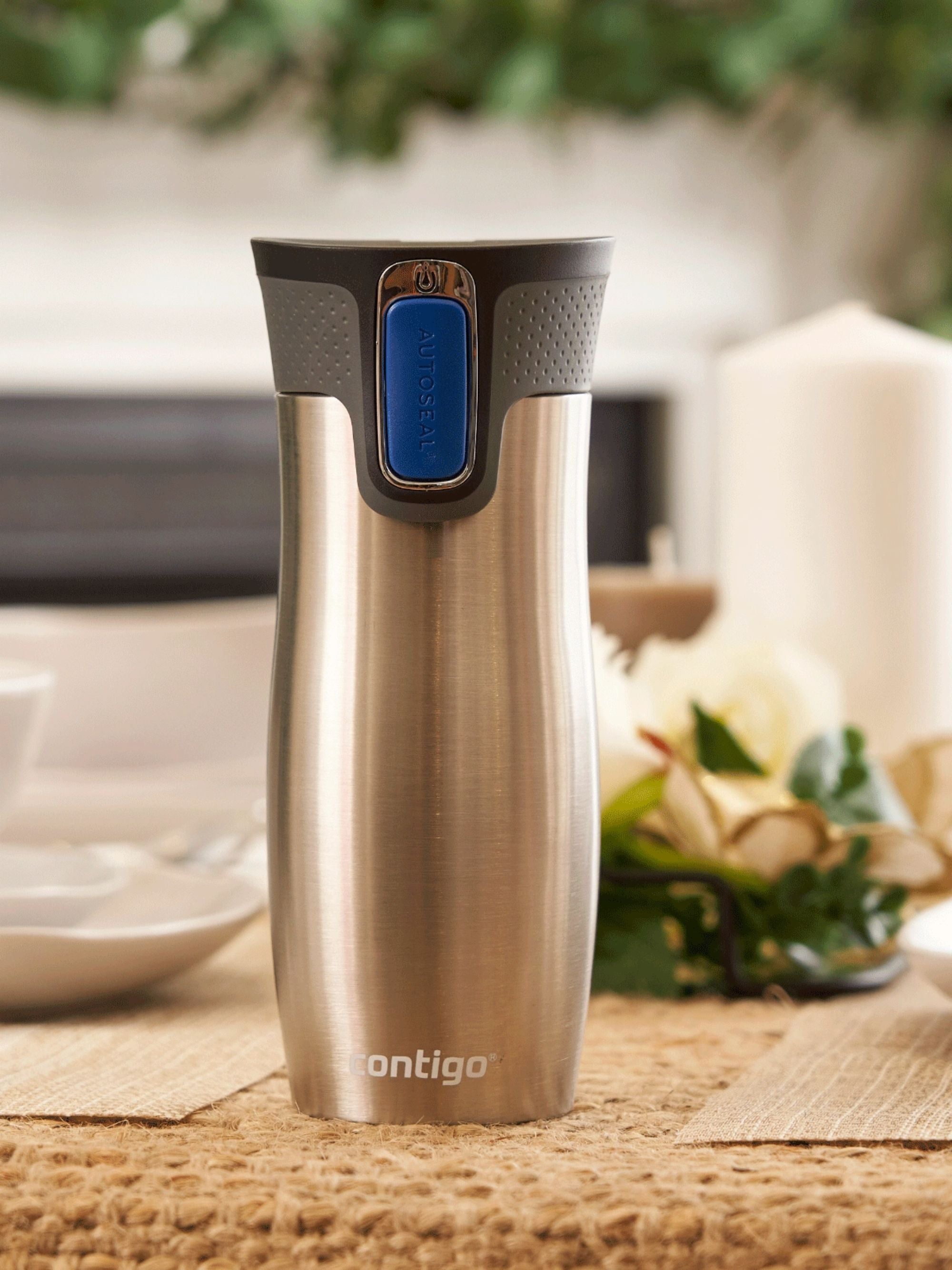 Kubek termiczny Contigo West Loop 470 ml – 100% szczelny, utrzymuje ciepło do 5 h i zimno do 12 h, idealny w podróży, kolor: stainless steel
