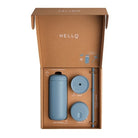 Niebieski kubek termiczny z 3 wymiennymi nakrętkami Fellow Carter Move Mug Hazy Blue - 500 ml, stal nierdzewna, do ciepłych i zimnych napojów, bez metalicznego posmaku, 100% szczelny, bez rozlewania