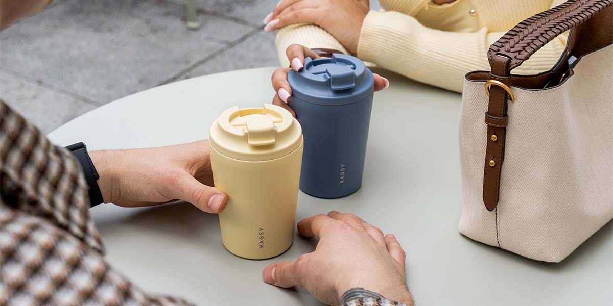 Ragsy Simply Cup Butter Yellow – kubek do kawy ze stali z wnętrzem ceramicznym