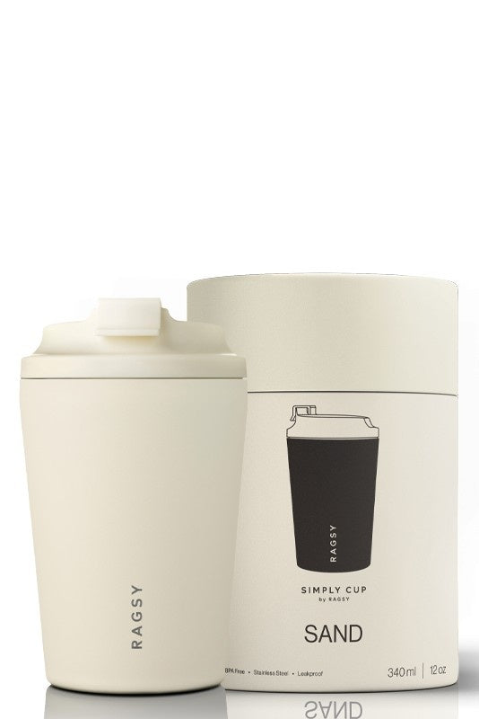 Piaskowy kubek termiczny Ragsy Simply Cup 340 ml w kolorze beżowym