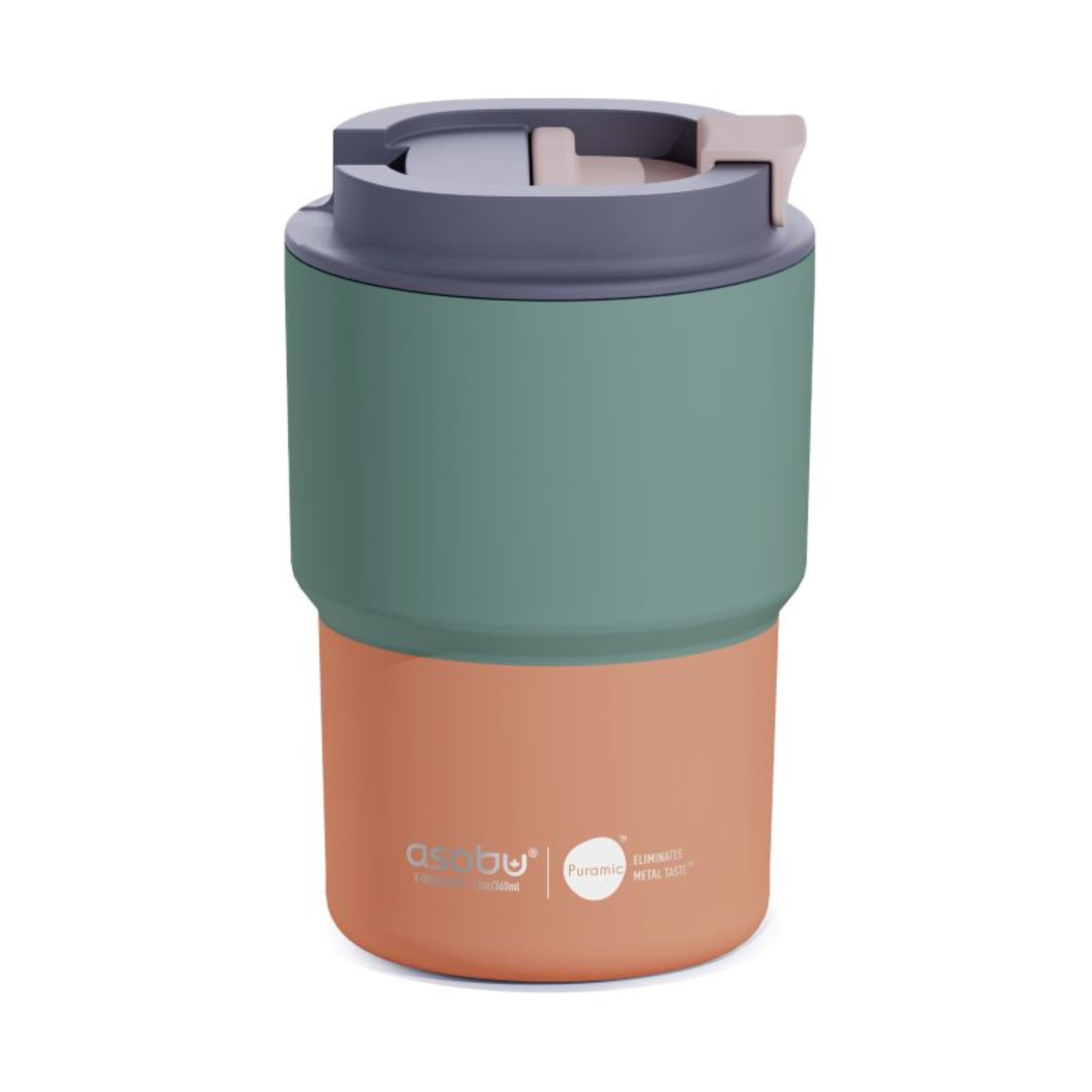 Asobu Coffee Express 360 ml Pastel Green – lekki, szczelny kubek termiczny z ergonomicznym kształtem i powłoką Puramic.