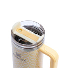 Stanley Quencher Butter Sunflower – stalowy kubek termiczny ze słomką, idealny do auta, biura i na siłownię, 890 ml, stal nierdzewna, długie trzymanie temperatury, kolor: żółty