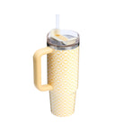 Stanley Quencher Butter Sunflower – stalowy kubek termiczny ze słomką, idealny do auta, biura i na siłownię, 890 ml, stal nierdzewna, długie trzymanie temperatury, kolor: żółty