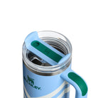 Stanley Quencher Cornflower Chevron – stalowy kubek termiczny ze słomką, idealny do auta, biura i na siłownię, 890 ml, stal nierdzewna, długie trzymanie temperatury, kolor: niebieski