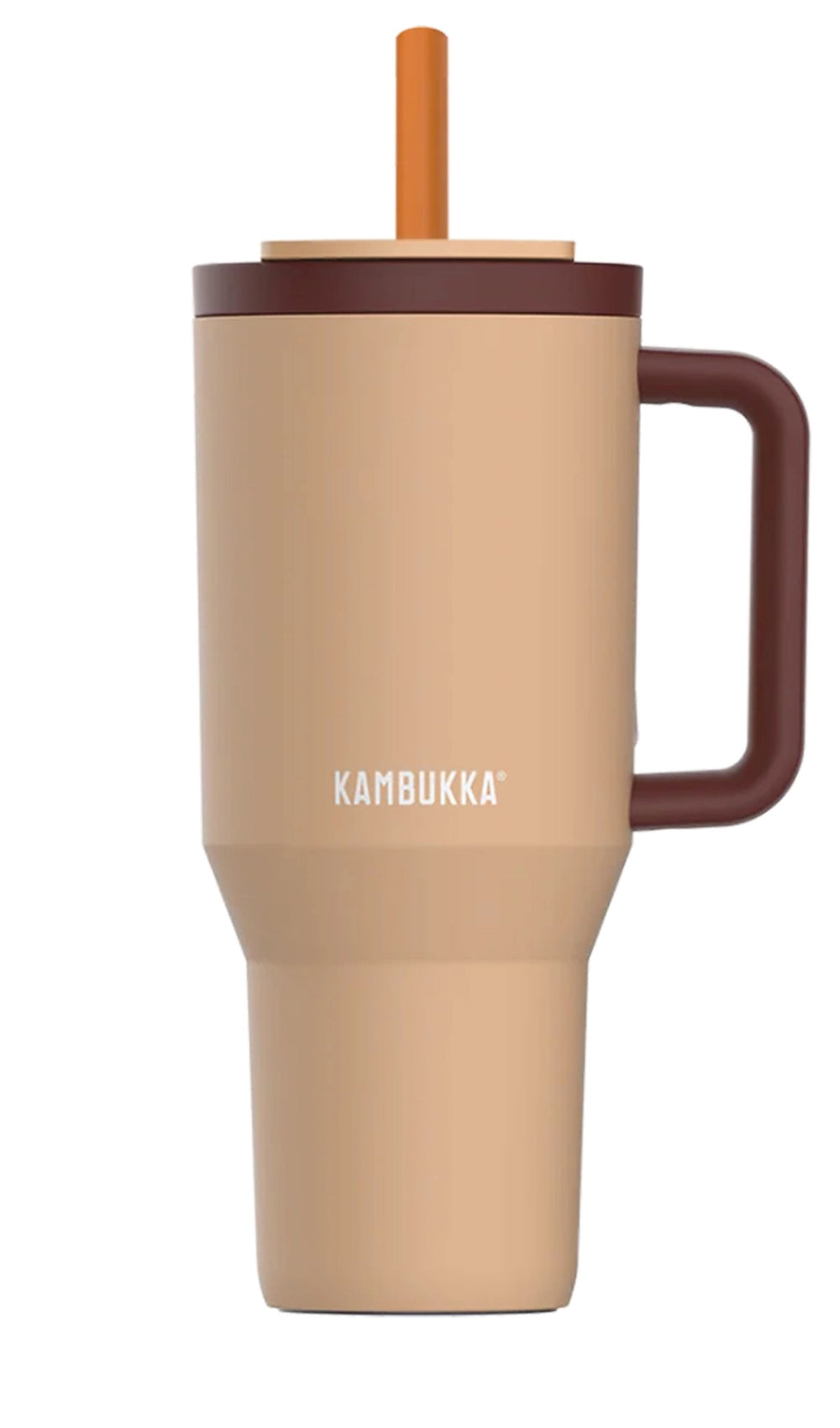 Kambukka Rio Almond Dream – kubek termiczny 950 ml, stal 18/8, chłód 24 h, picie klasyczne lub przez słomkę, szczelny, pasuje do uchwytów auta, kolor: brązowy