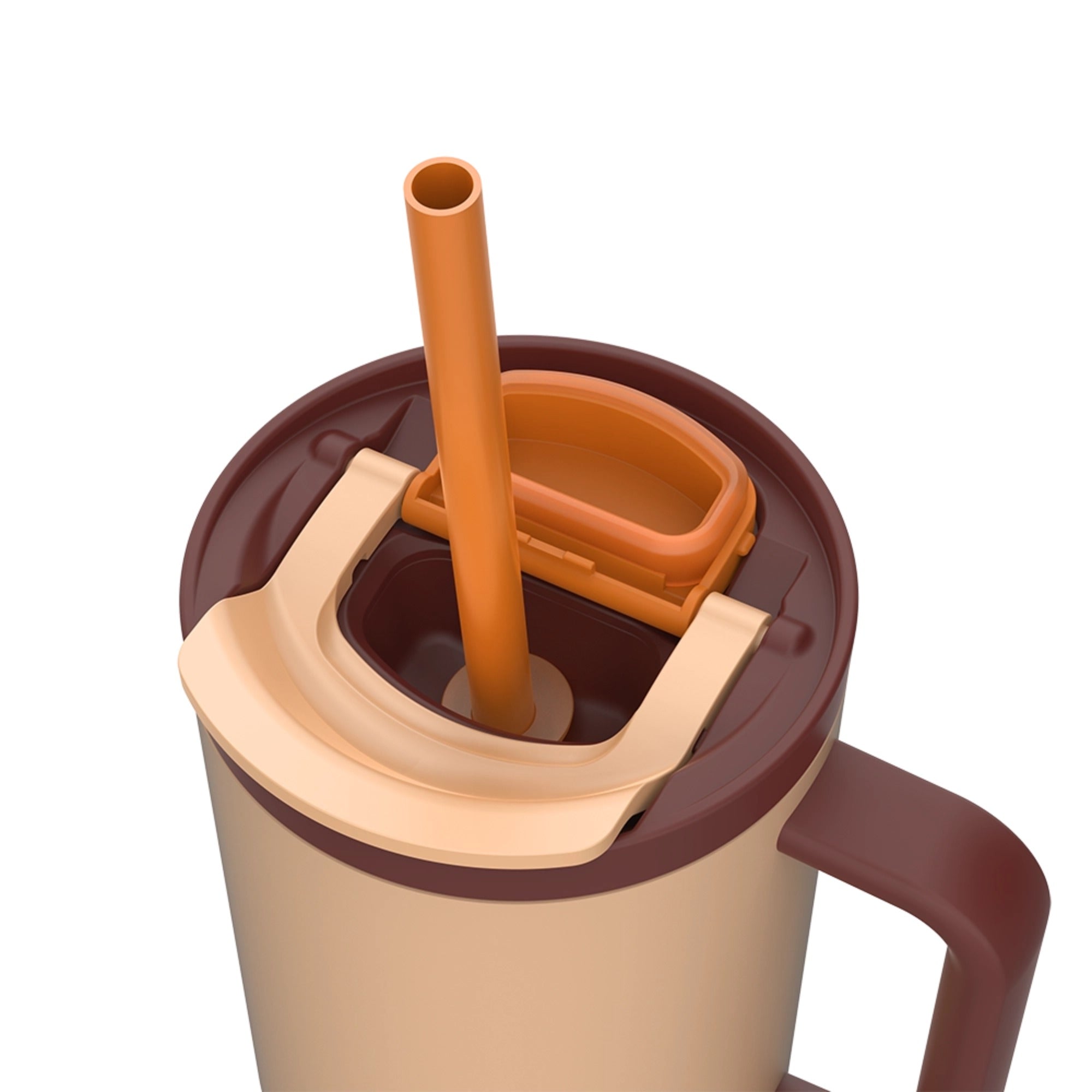 Kambukka Rio Almond Dream – kubek termiczny 950 ml, stal 18/8, chłód 24 h, picie klasyczne lub przez słomkę, szczelny, pasuje do uchwytów auta, kolor: brązowy