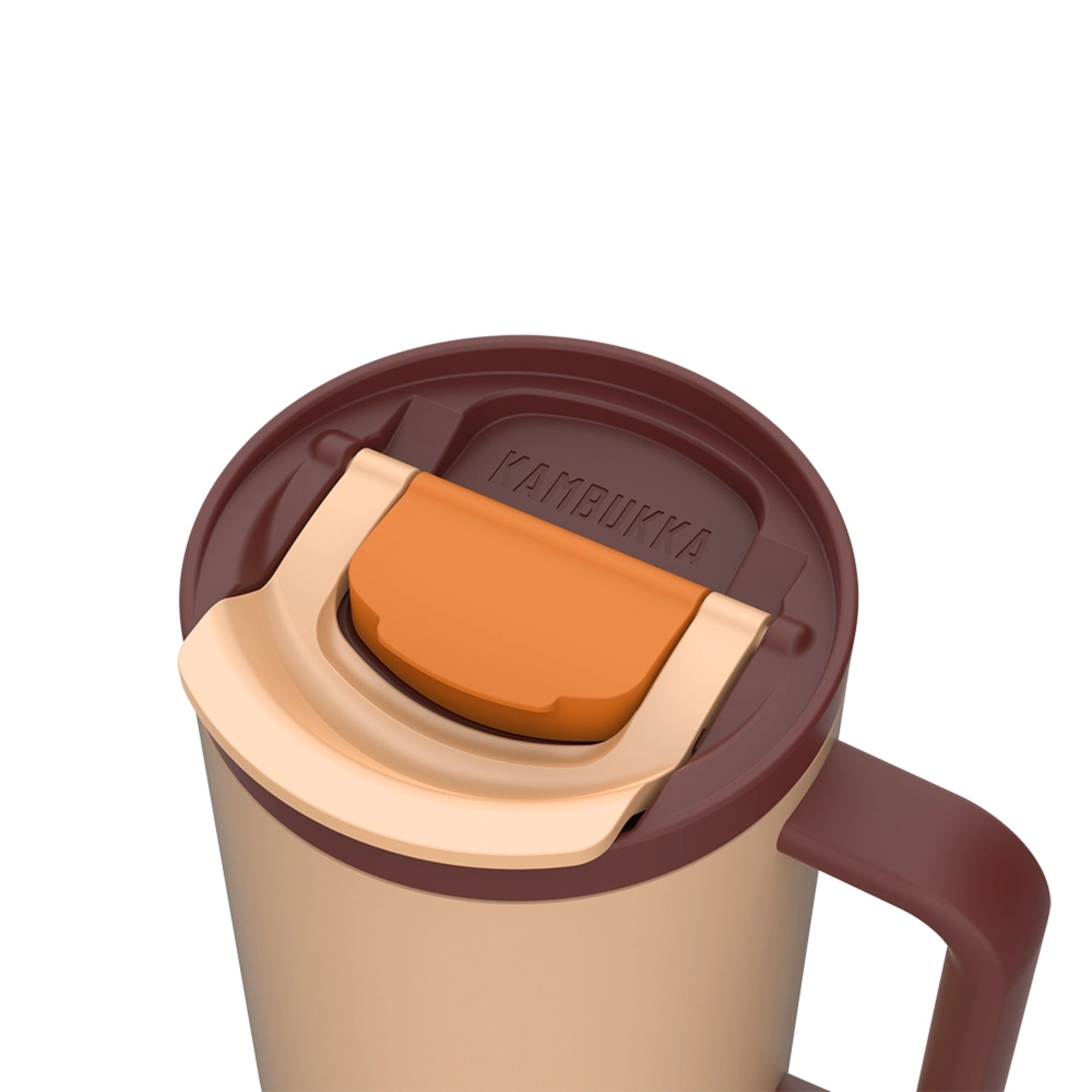 Kambukka Rio Almond Dream – kubek termiczny 950 ml, stal 18/8, chłód 24 h, picie klasyczne lub przez słomkę, szczelny, pasuje do uchwytów auta, kolor: brązowy
