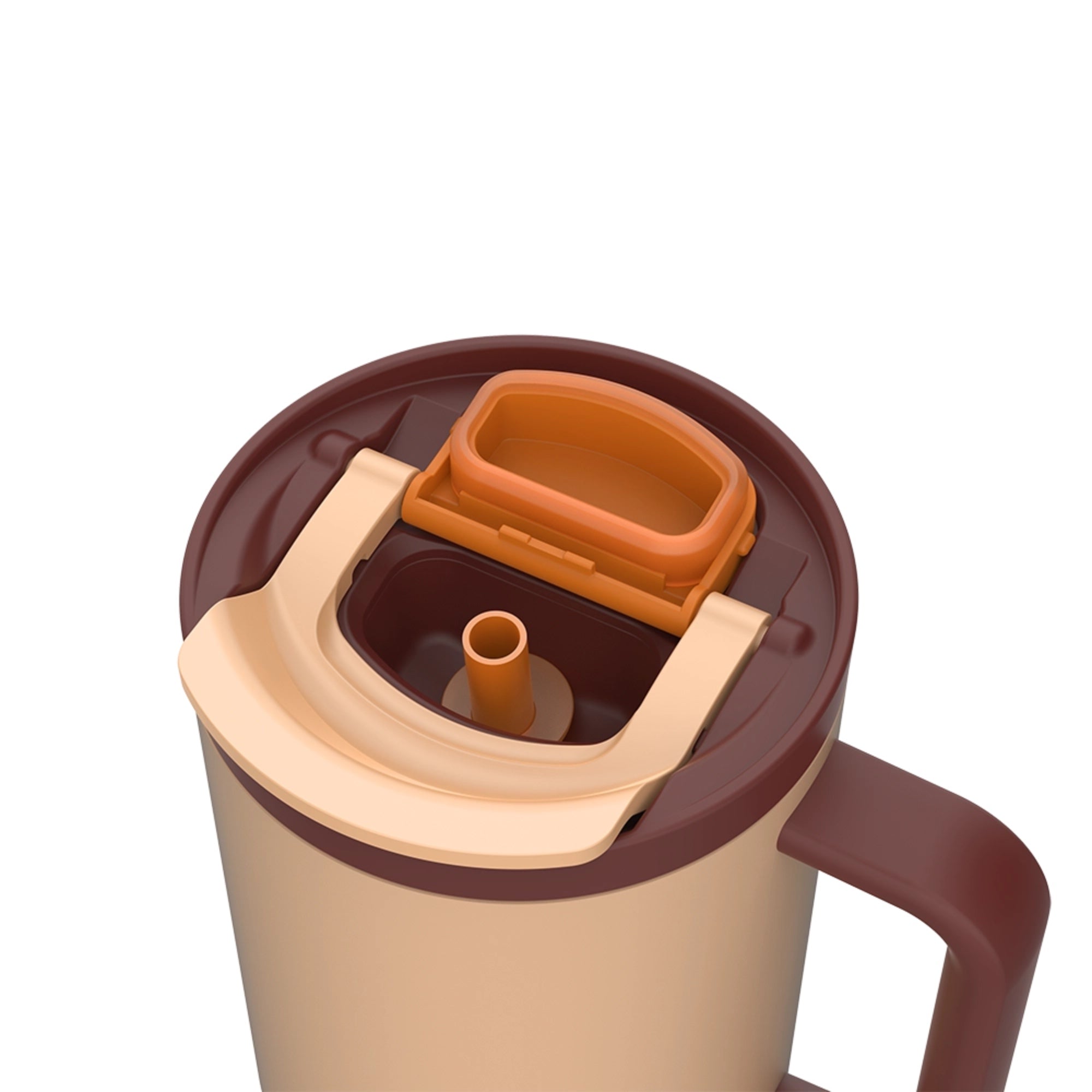 Kambukka Rio Almond Dream – kubek termiczny 950 ml, stal 18/8, chłód 24 h, picie klasyczne lub przez słomkę, szczelny, pasuje do uchwytów auta, kolor: brązowy