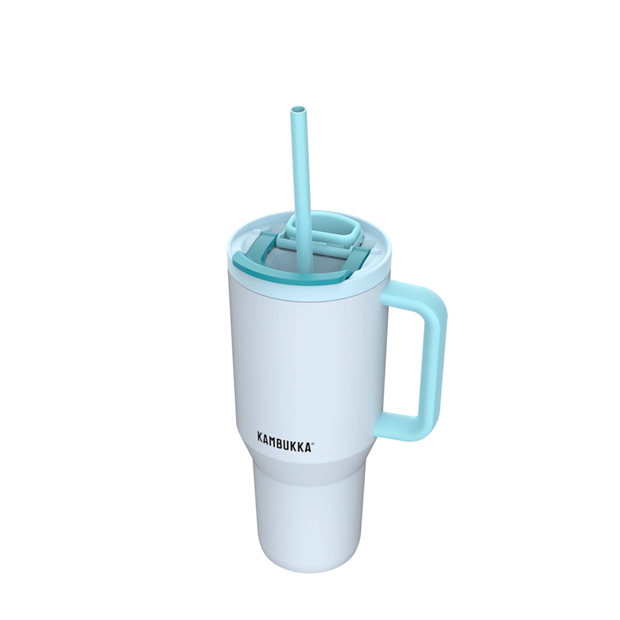 Kambukka Rio Frosty Coconout – kubek termiczny 950 ml, stal 18/8, chłód 24 h, picie klasyczne lub przez słomkę, szczelny, pasuje do uchwytów auta, kolor: niebieski