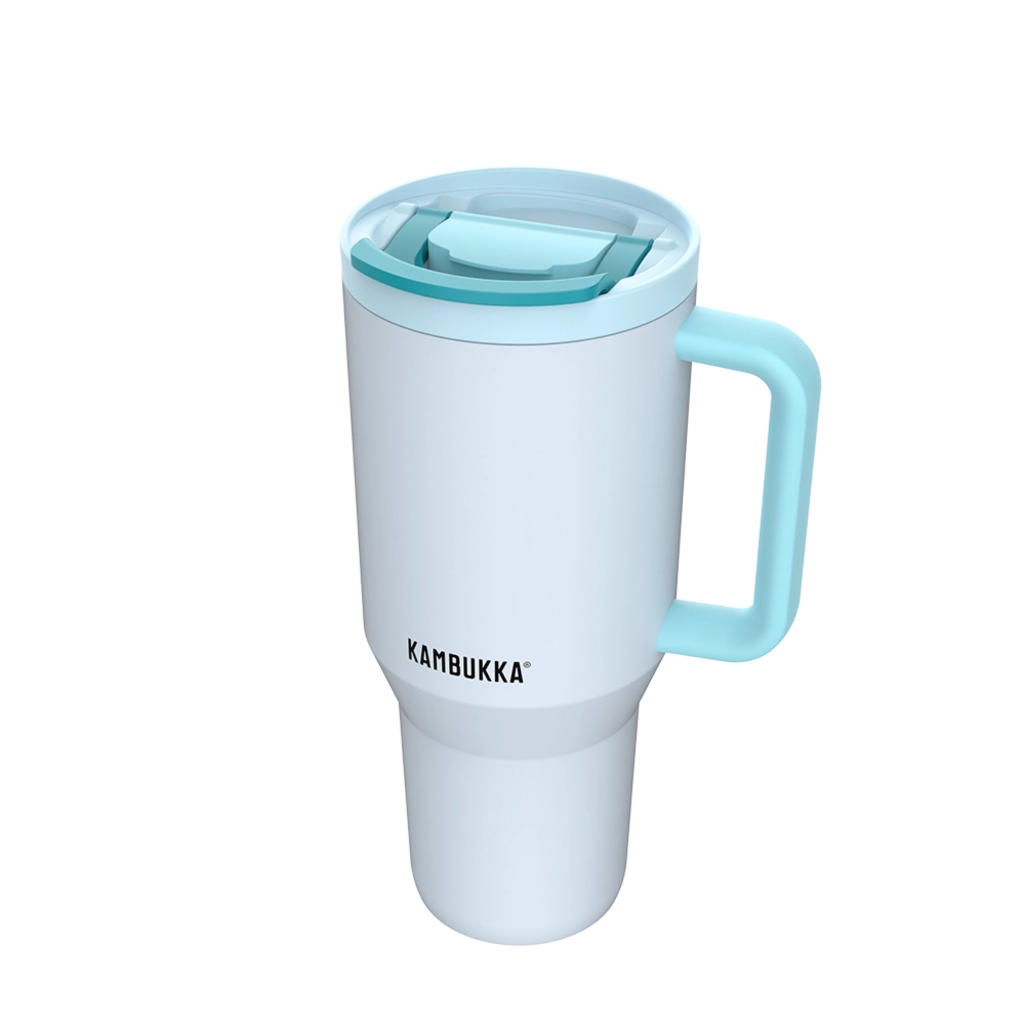 Kambukka Rio Frosty Coconout – kubek termiczny 950 ml, stal 18/8, chłód 24 h, picie klasyczne lub przez słomkę, szczelny, pasuje do uchwytów auta, kolor: niebieski