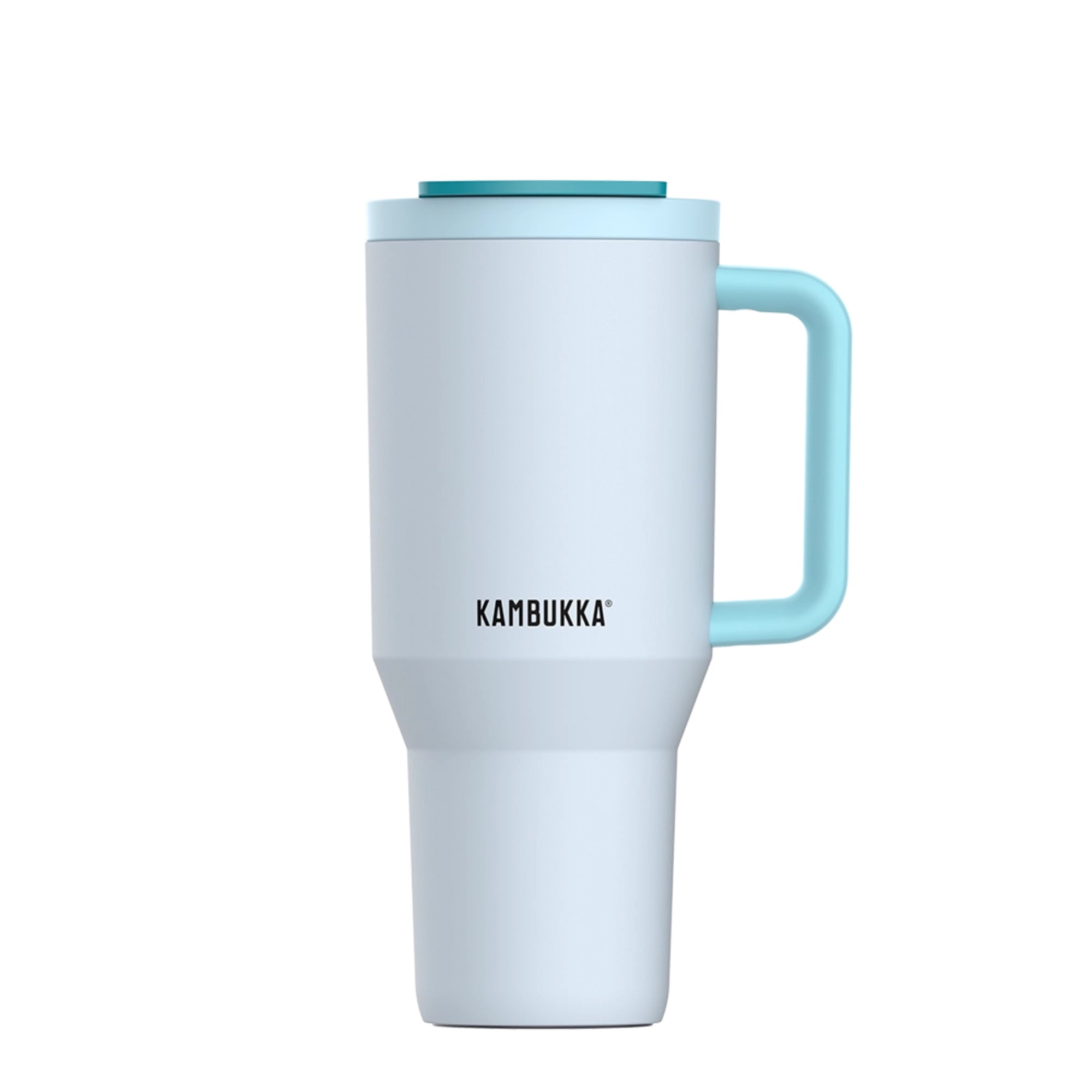 Kambukka Rio Frosty Coconout – kubek termiczny 950 ml, stal 18/8, chłód 24 h, picie klasyczne lub przez słomkę, szczelny, pasuje do uchwytów auta, kolor: niebieski