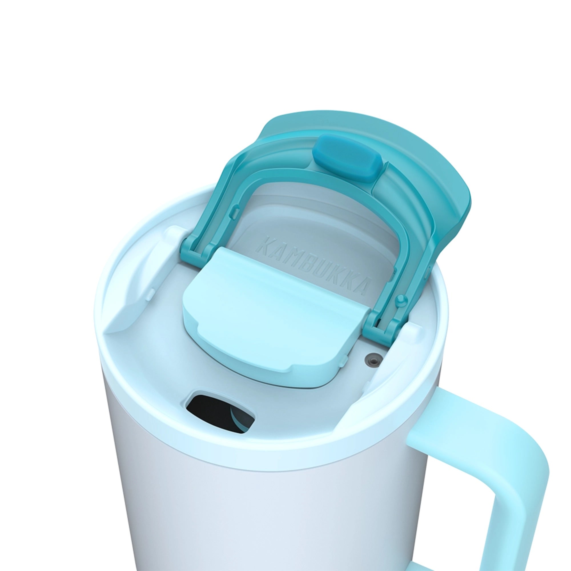 Kambukka Rio Frosty Coconout – kubek termiczny 950 ml, stal 18/8, chłód 24 h, picie klasyczne lub przez słomkę, szczelny, pasuje do uchwytów auta, kolor: niebieski