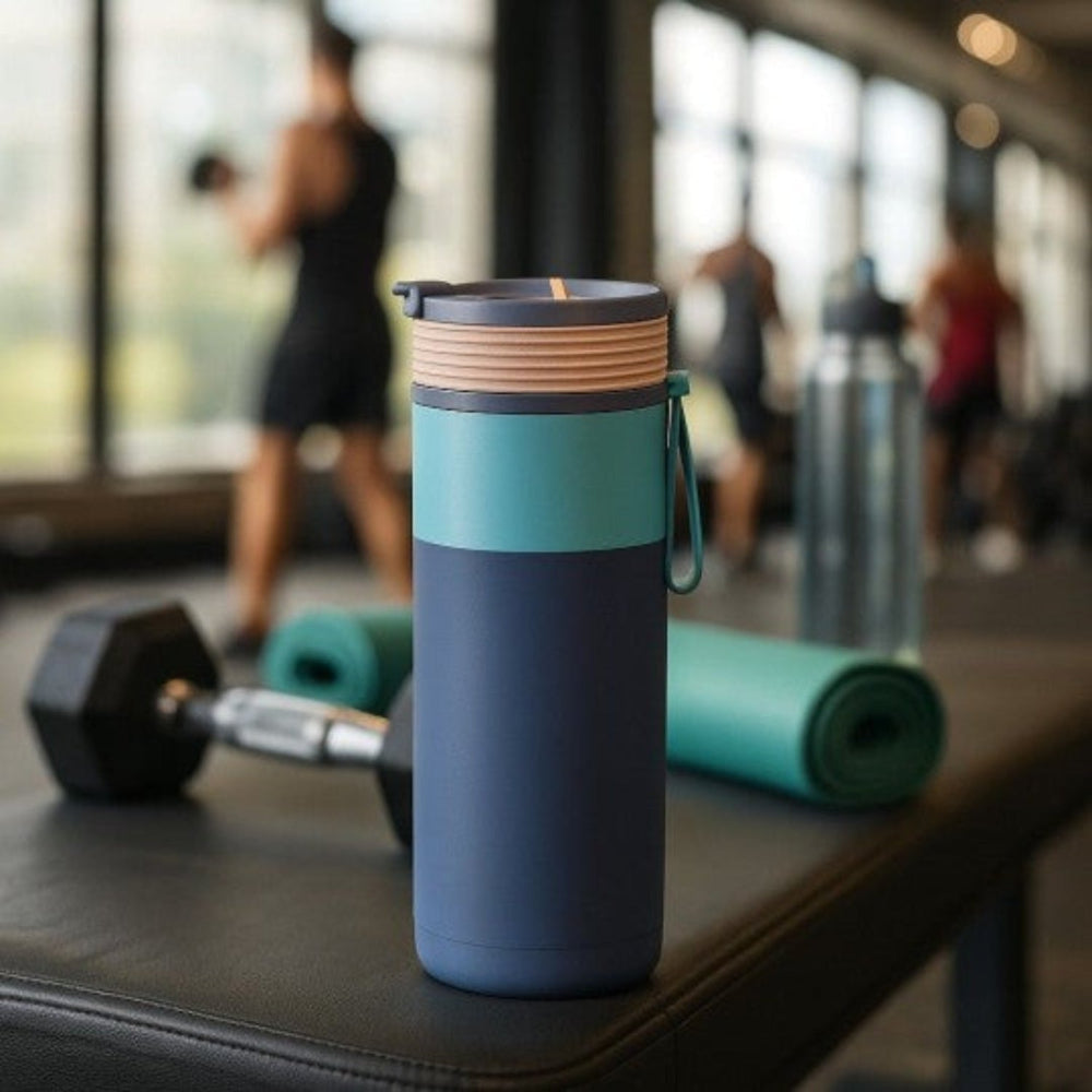 Kubek termiczny Asobu Aspen Pastel Blue - ze słomką i ustnikiem, stal nierdzewna, 100% szczelny, dopasowany do uchwytów samochodowych, kolor: niebieski