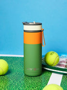 Kubek termiczny Asobu Aspen Pastel Green - ze słomką i ustnikiem, stal nierdzewna, 100% szczelny, dopasowany do uchwytów samochodowych, kolor: zielony
