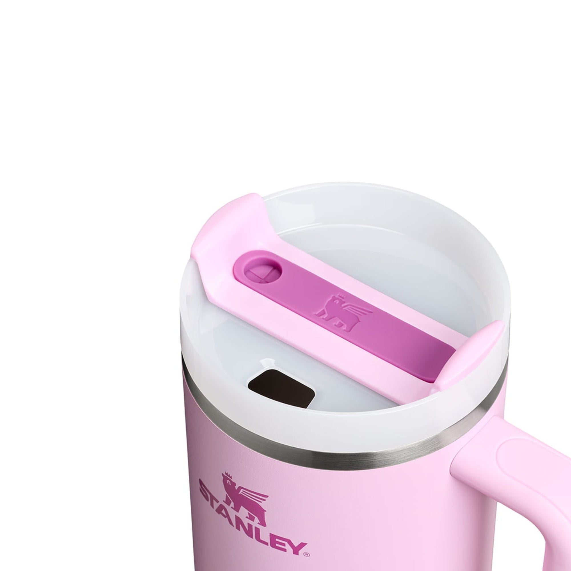 Stanley Quencher Cherry Blossom – stalowy kubek termiczny ze słomką, idealny do auta, biura i na siłownię, kolor: różowy