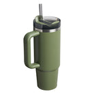 Stanley Quencher Dried Pine – stalowy kubek termiczny ze słomką, idealny do auta, biura i na siłownię, kolor: zielony