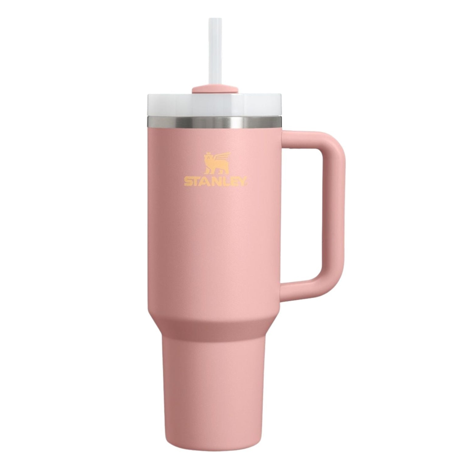 Różowy kubek termiczny Stanley Quencher H2.0 FlowState 1,18l w kolorze Peach Rose ze słomką