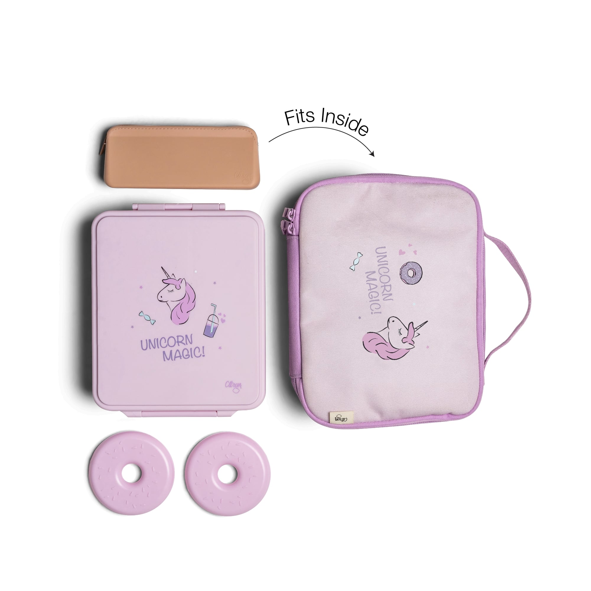 Różowa torba termiczna na lunch Citron dla dziewczynki z uchwytem 