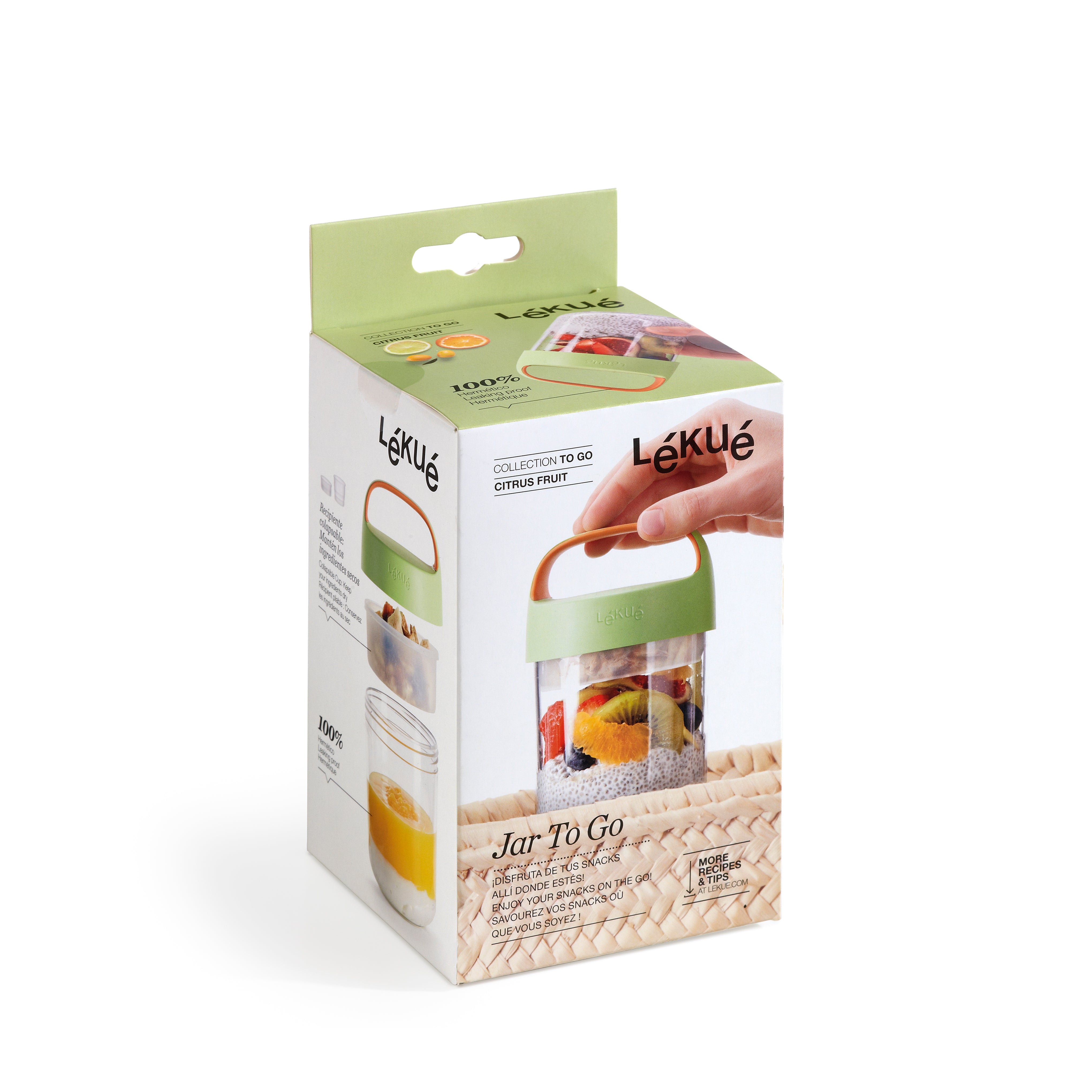 LÉKUÉ TO GO szczelny pojemnik na przekąski 400ml, limonkowy Lekue Lunch Boxes & Totes | TwójLunchBox