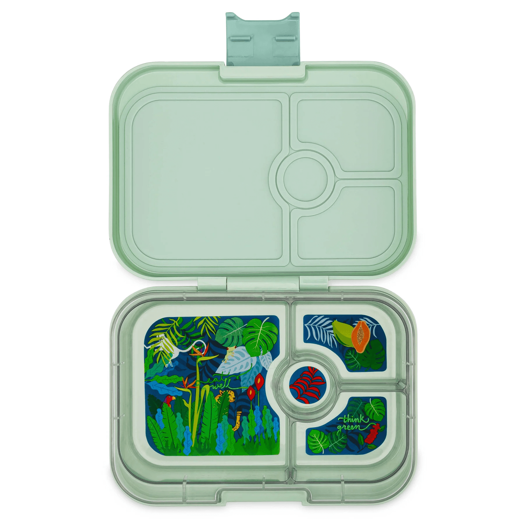 Jasnozielona śniadaniówka Yumbox Panino z motywem dżungli