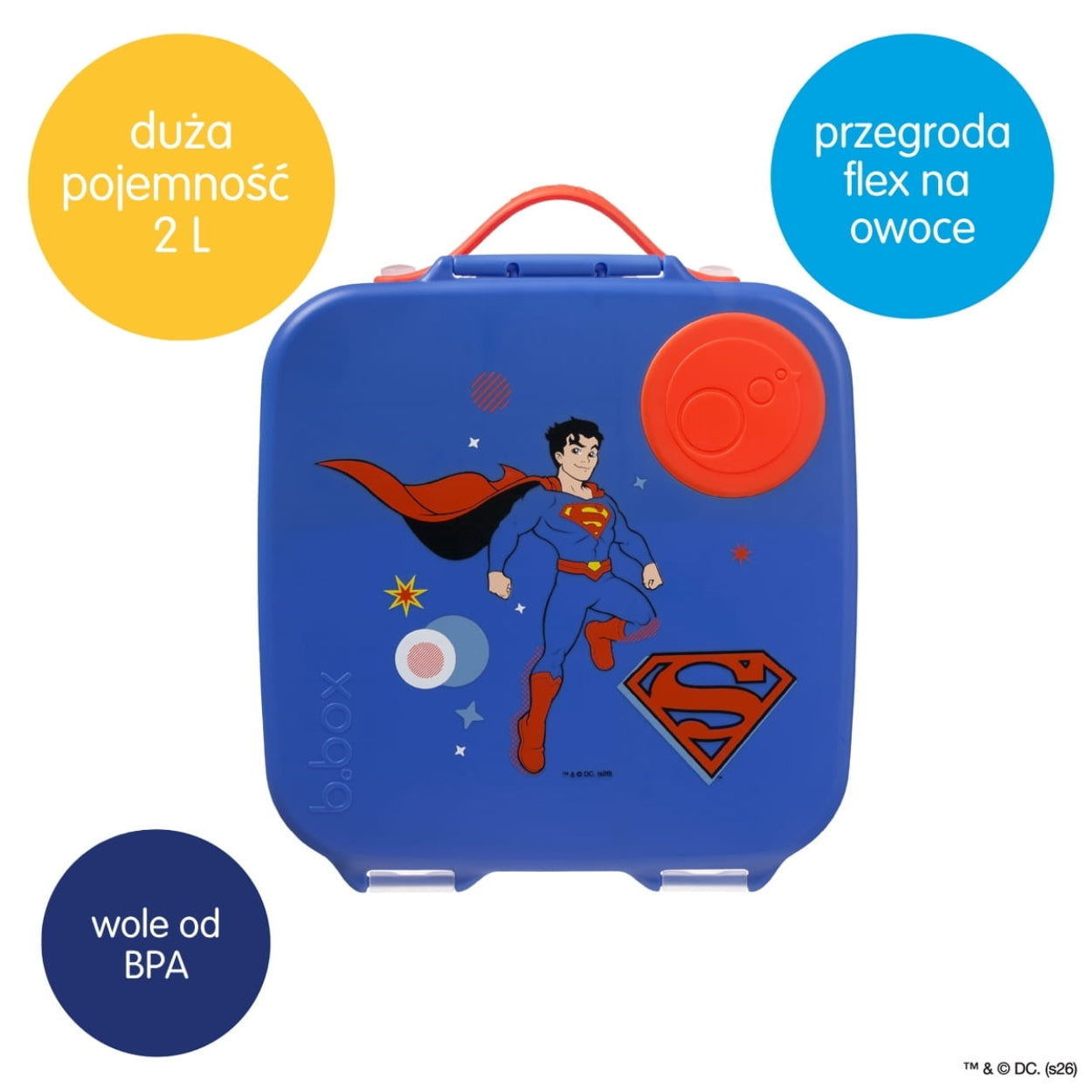 Solidny b-box lunch box z grafiką Superman – bezpieczny pojemnik wolny od BPS i BPA