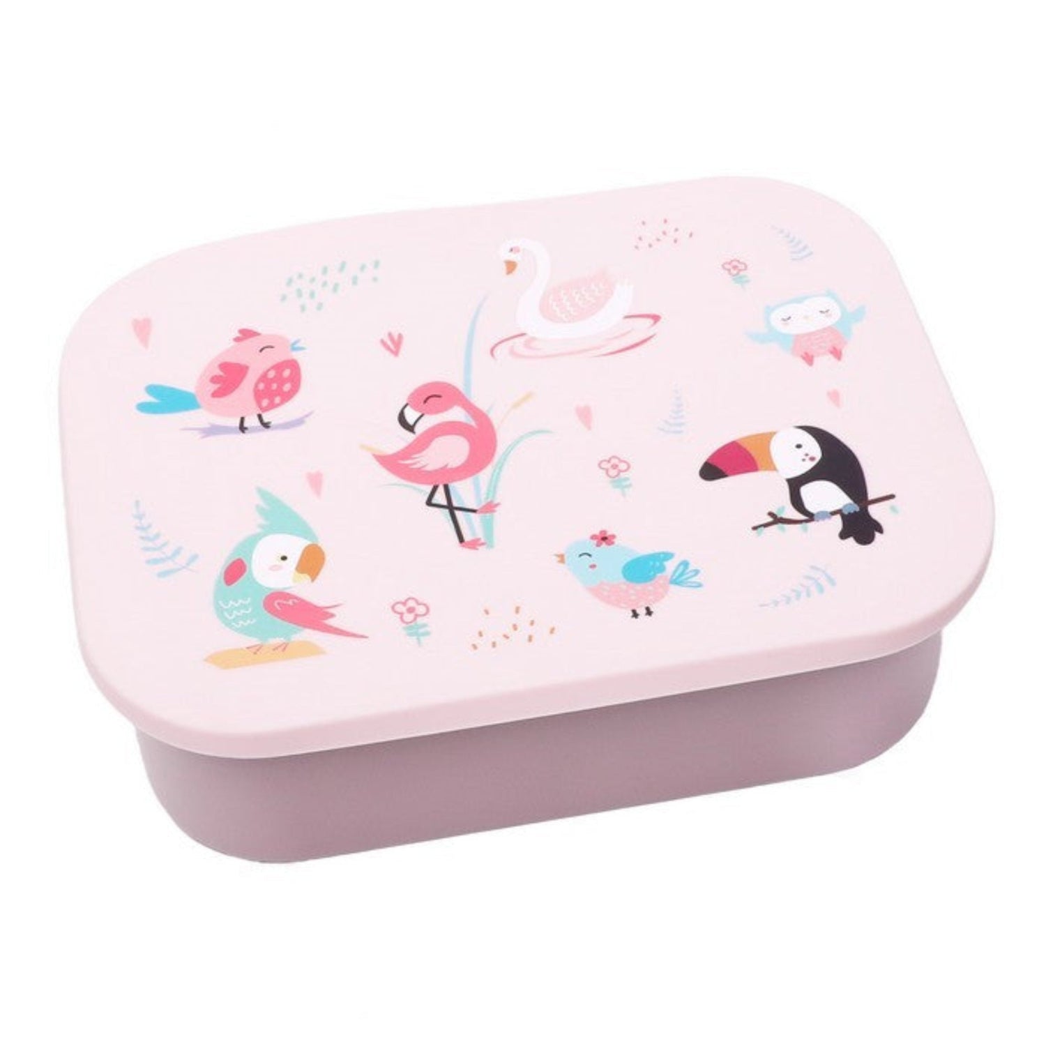Lunchbox dla dzieci Lund London Birds – różowy pojemnik z przegródkami, stal nierdzewna, idealny do szkoły i przedszkola