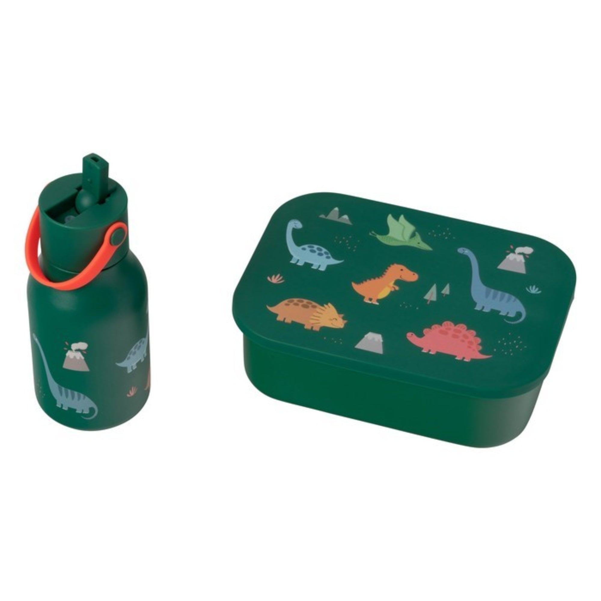 Lunchbox dla dzieci Lund London Dino – zielony pojemnik z przegródkami, stal nierdzewna, idealny do szkoły i przedszkola