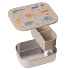 Lunchbox dla dzieci Lund London Safari – kremowy pojemnik z przegródkami, stal nierdzewna, idealny do szkoły i przedszkola