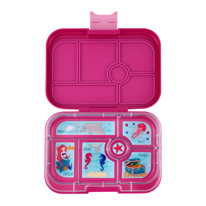 Yumbox Original Malibu Purple/Mermaid– lunchbox z 6 przegródkami, bezpieczny, idealny na różnorodne i szczelnie zapakowane posiłki, kolor: różowy