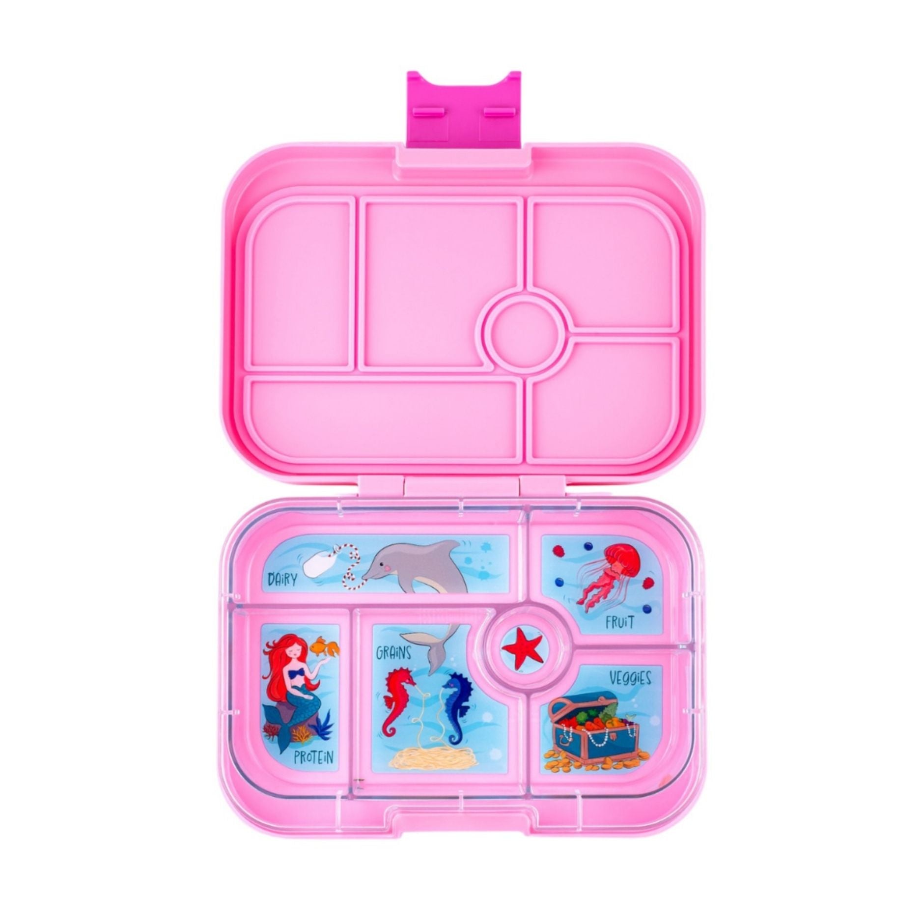 Yumbox Original Power Pink / Mermaid – lunchbox z 6 przegródkami, bezpieczny i idealny na różnorodne i szczelnie zapakowane posiłki, kolor: różowy