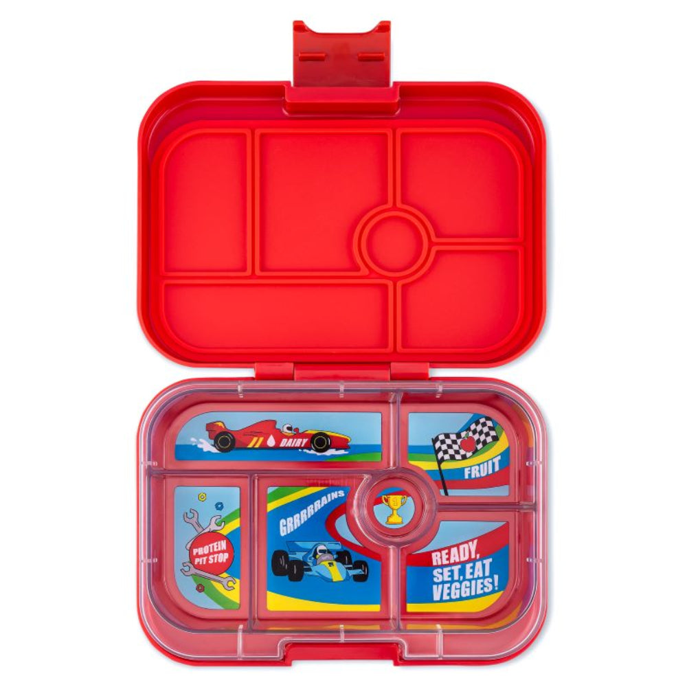 Yumbox Original Roar Red/Race Cars – lunchbox z 6 przegródkami, bezpieczny i idealny na różnorodne i szczelnie zapakowane posiłki, kolor: czerwony