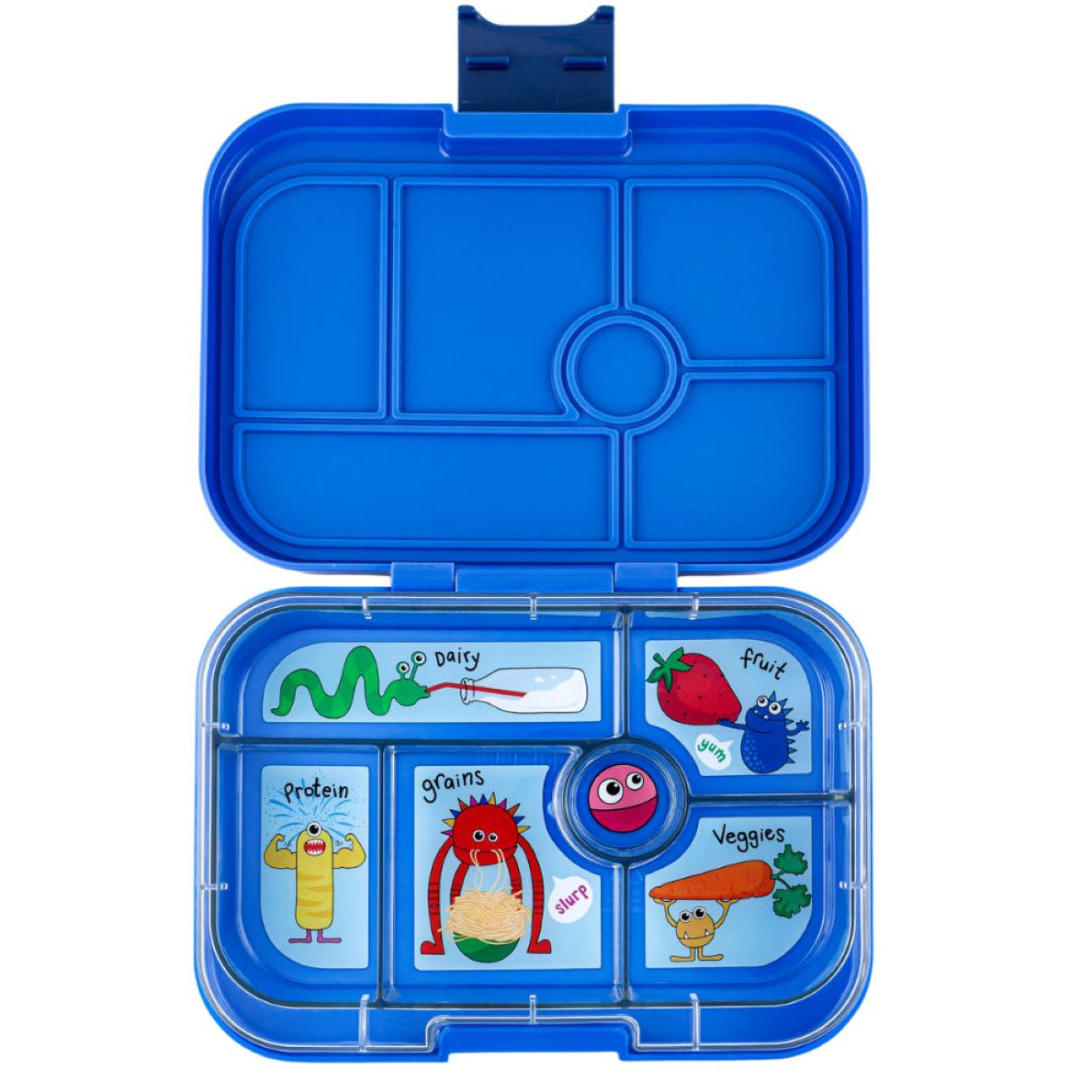 Yumbox Original Surf Blue/Funny Monsters – lunchbox z 6 przegródkami, bezpieczny i idealny na różnorodne i szczelnie zapakowane posiłki, kolor: niebieski