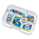 Yumbox Original Surf Blue/Race cars lunchbox z 6 przegródkami, bezpieczny i idealny na różnorodne i szczelnie zapakowane posiłki, kolor: niebieski